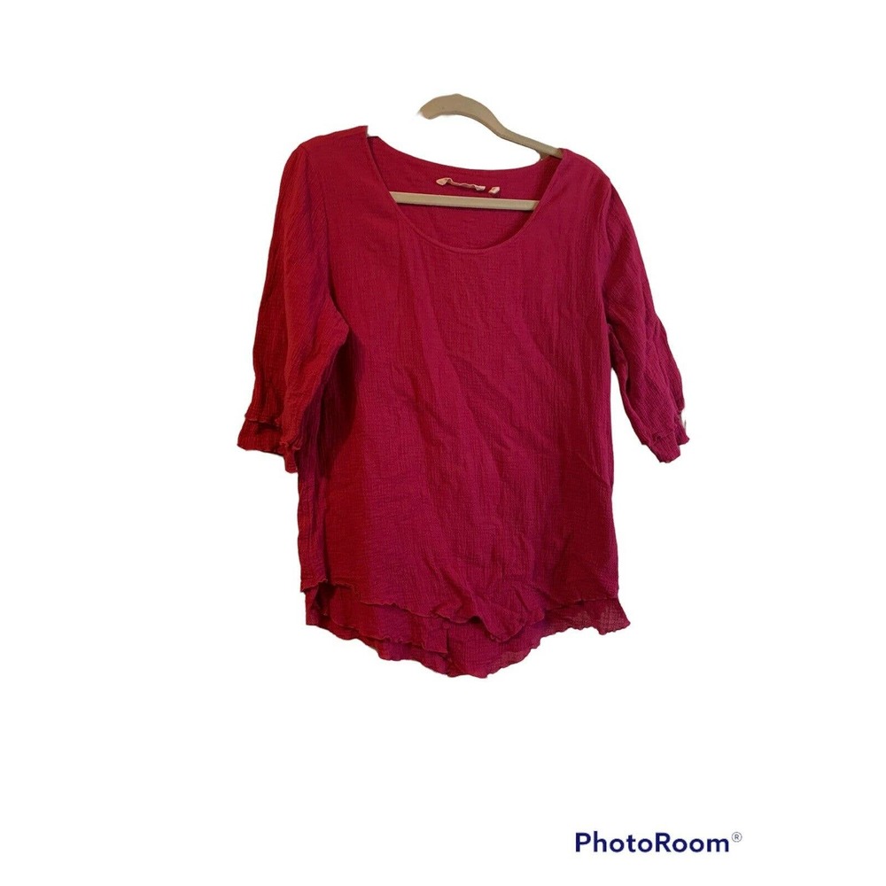 SOFT SURROUNDINGS Women’s Burgundy 3/4 Sleeve Layer Shirt Size Medium